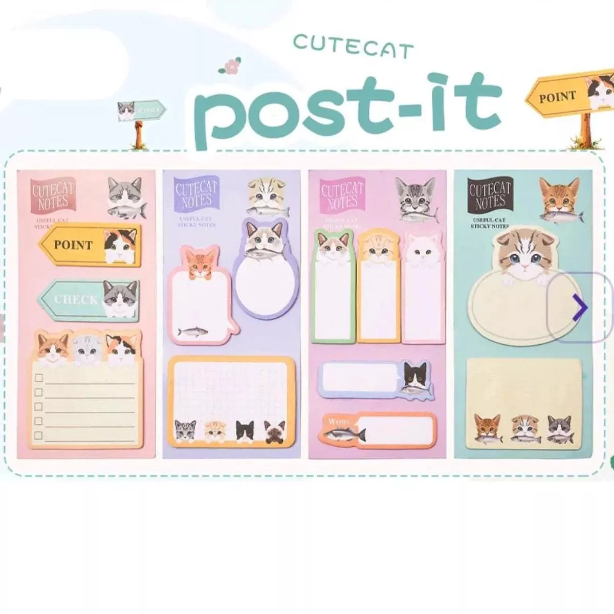 (Buy 1 Get 1 Free) 3-in-1 Cute Cat Sticky Notes | 25 Sheets Each
