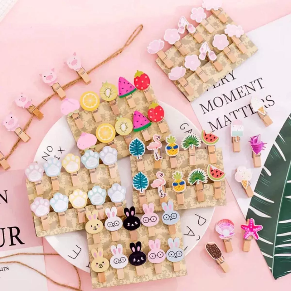(Buy 1 Get 1 Free) Cute Wooden Design Clip l Pack of 10 clips