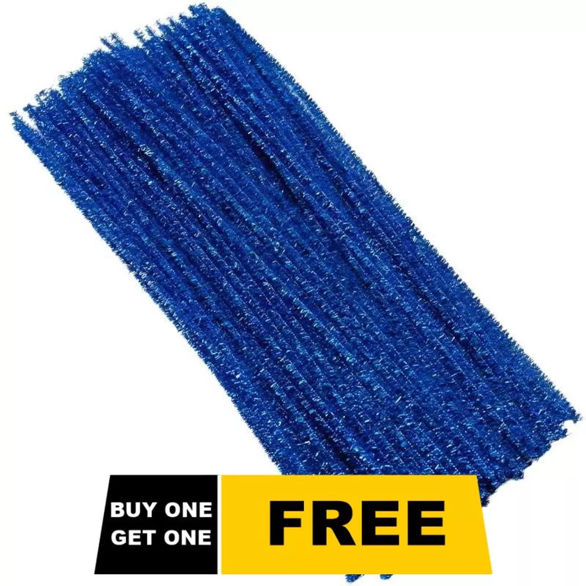 (Buy 1 Get 1 Free) Dark Blue Glitter Pipe Cleaners for Sparkly Crafts (100 Pack)