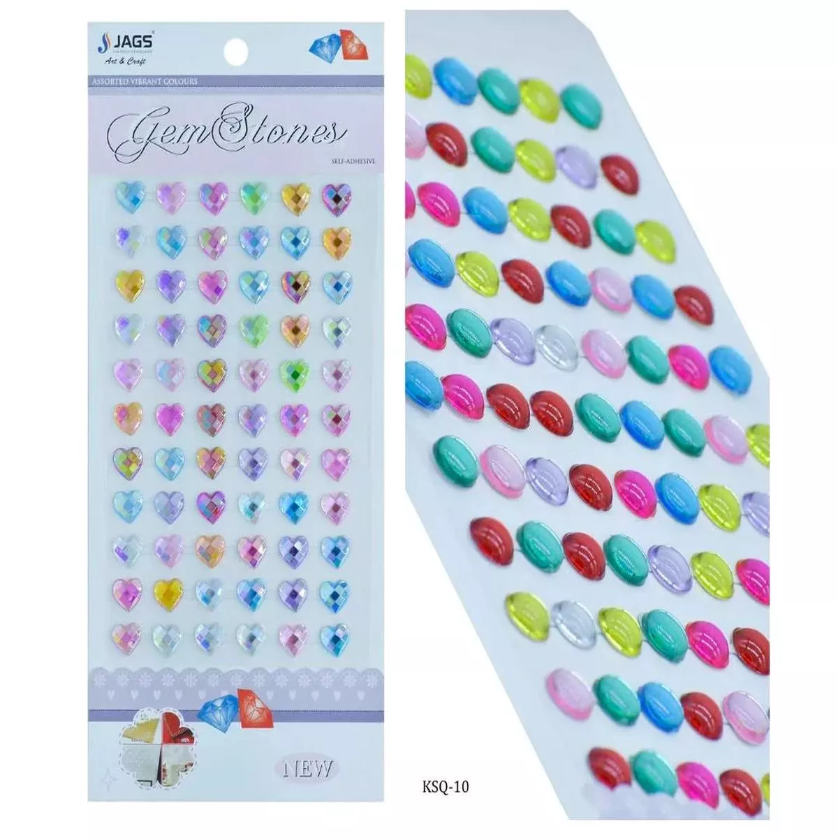 (Buy 1 Get 1 Free ) Gem Stones Sticker Heart Multicolour – KSQ-10
