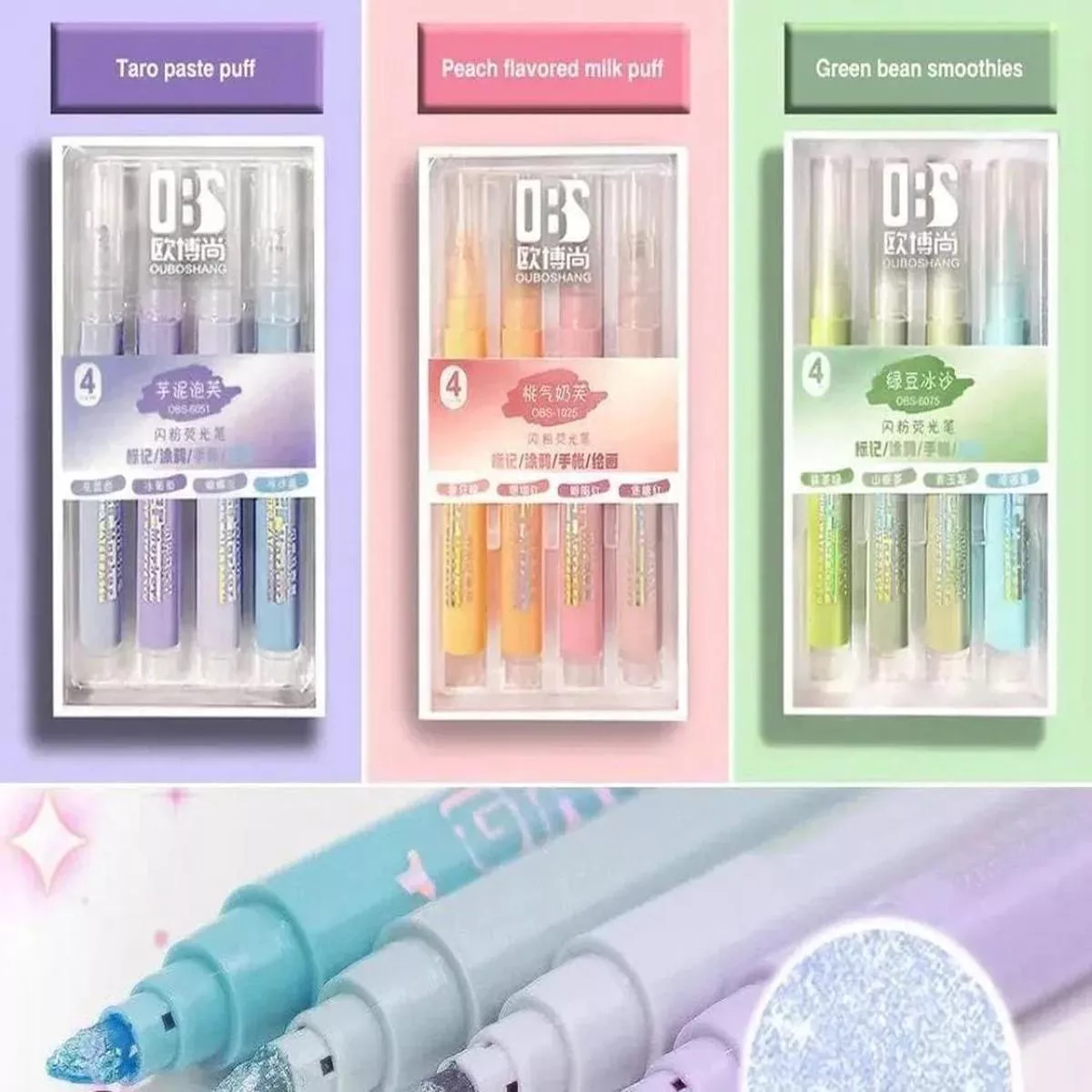 (Buy 1 Get 1 FREE) Glittery Dreamy Pastel highlighter (Pack of 4 HIGHLIGHTERS) I Gradual toned Highlighters I Pastel Mildliners