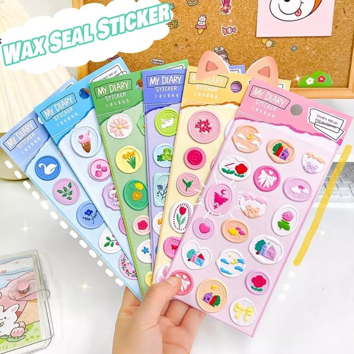 (Buy 1 get 1 free ) Kawaii wax seal stamp Stickers – 18 seal stickers for Sealing envelops and crafts