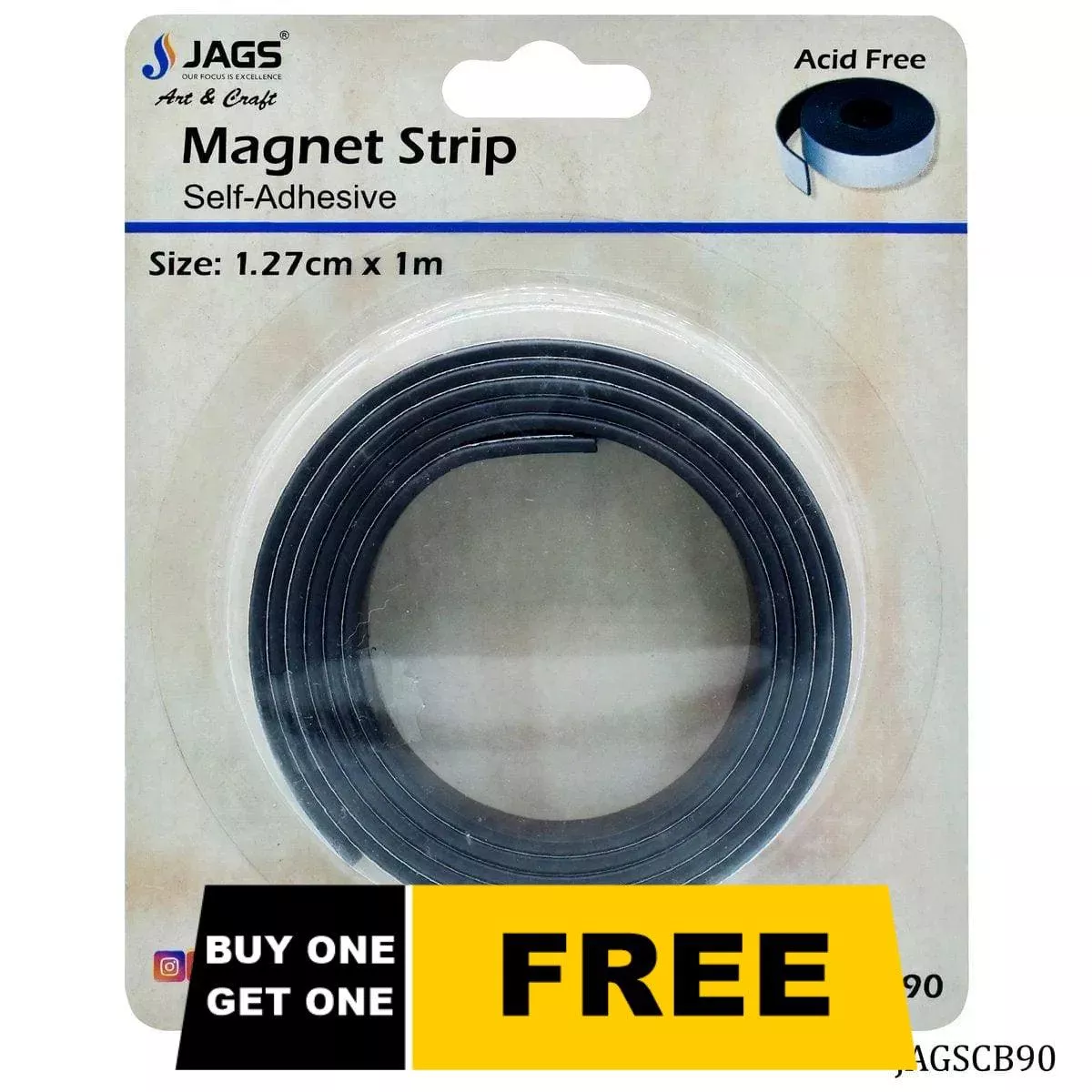 (Buy 1 Get 1 Free) Magnetic Strip | Pack of 1 | 1.27 x 1cm