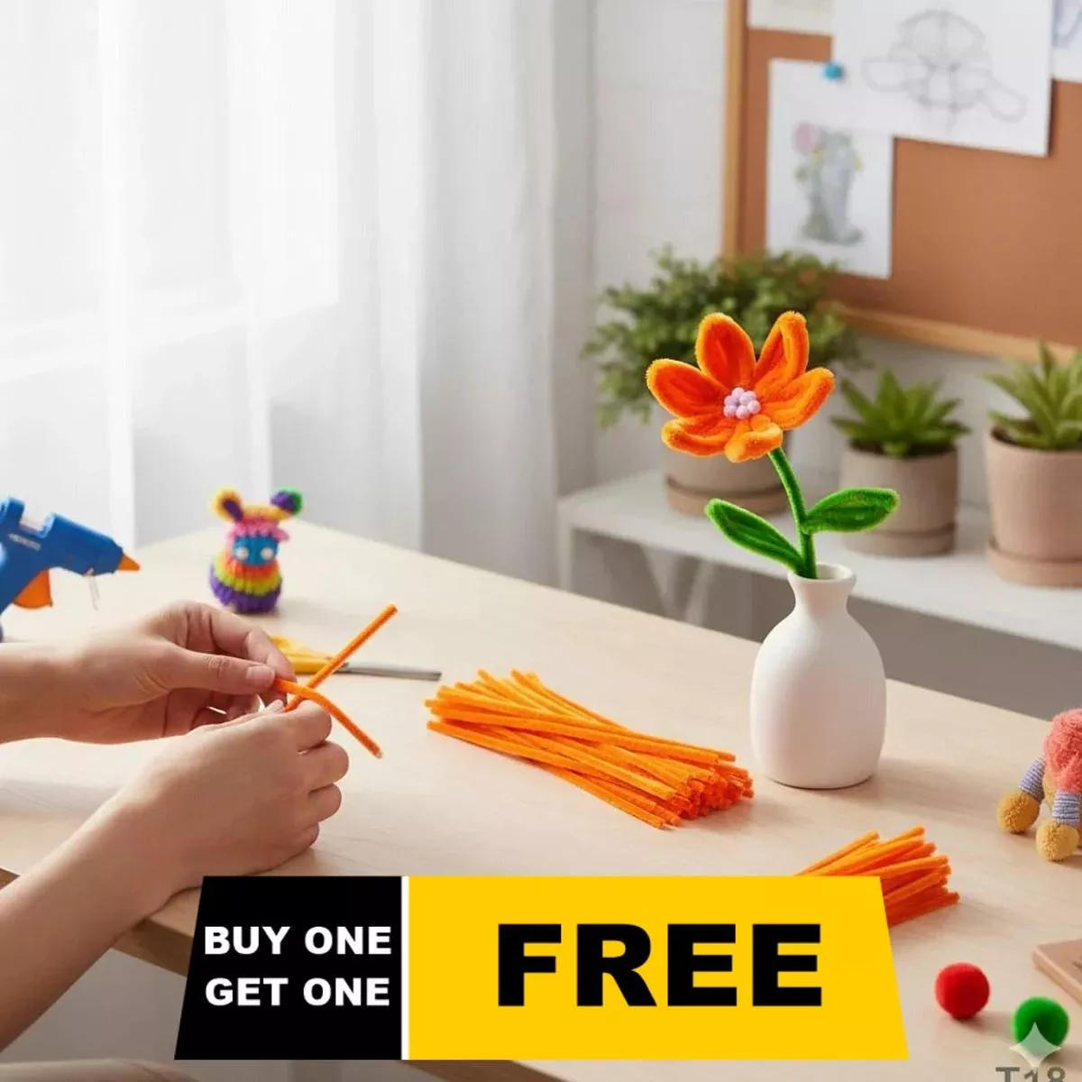 (Buy 1 Get 1 Free) Orange Pipe Cleaner | Pack of 100+100 Pipe Cleaners