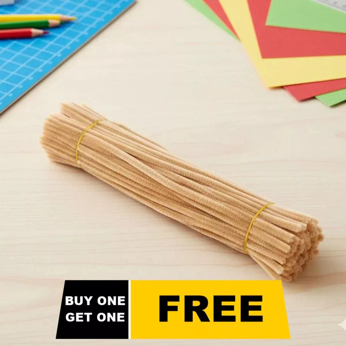 (Buy 1 Get 1 Free) Pastel Beige Pipe Cleaner | Pack of 100+100 Pipe Cleaners