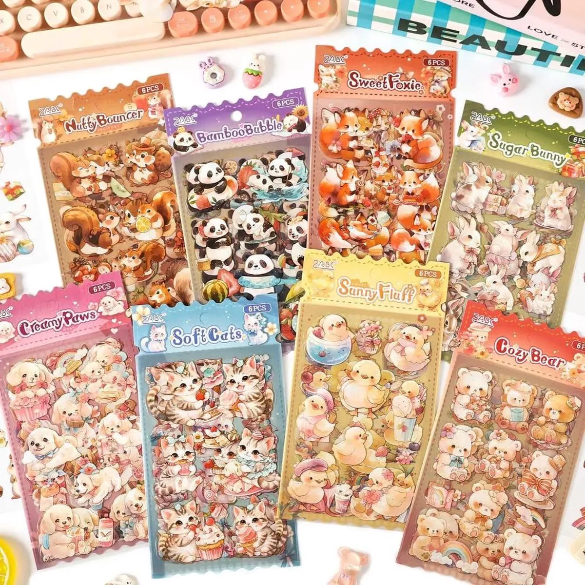 (Buy 1 Get 1 free) Premium kawaii Pets Journaling Stickers l Pack of 1 contains 6 Sheets l Stickers for Scrapbooking & Planners