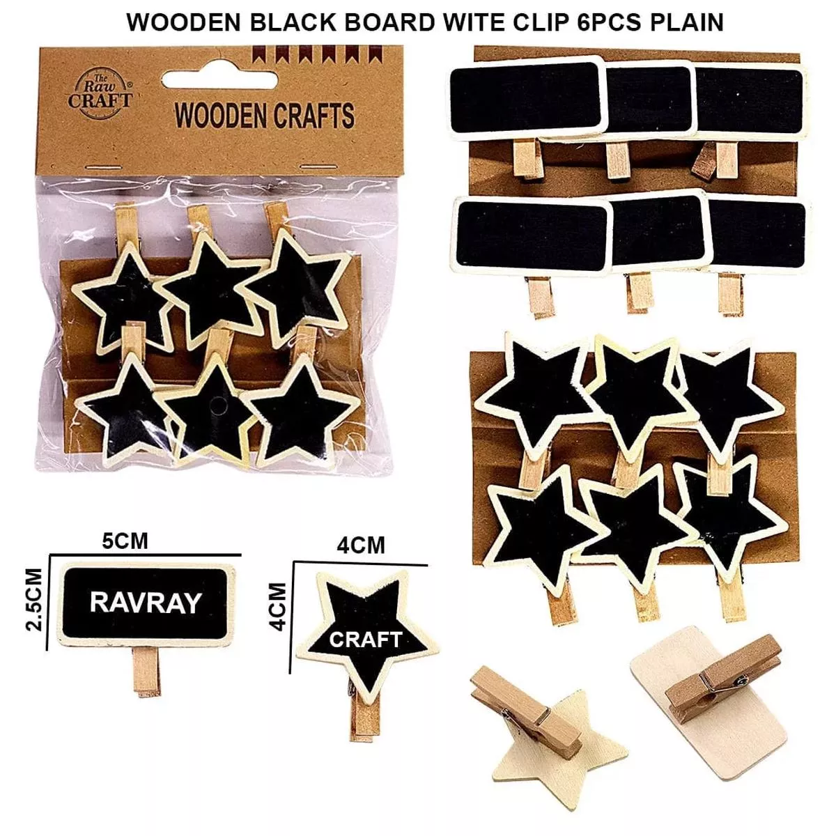 (Buy 1 Get 1 Free) Wooden black board with clip 6pcs plain