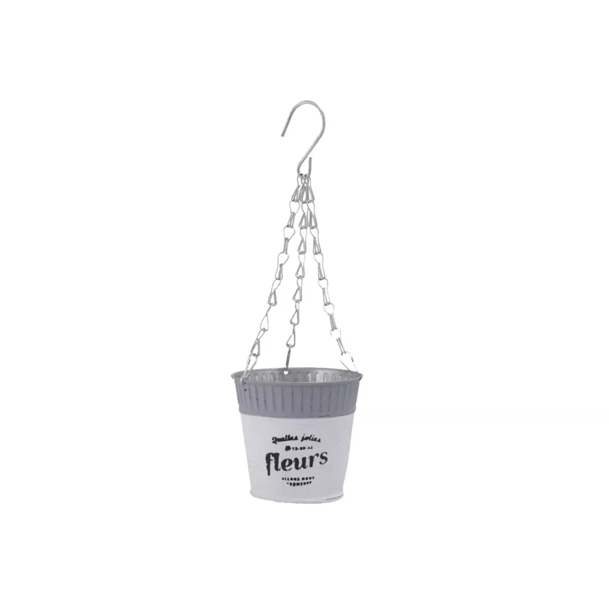 Zinc Hanging Pot White